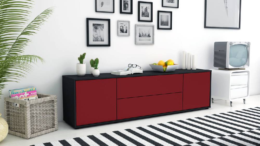 Stil Zeit Möbel Lowboard Aquilina, Bordeaux (180x49x35cm) Im Verkauf