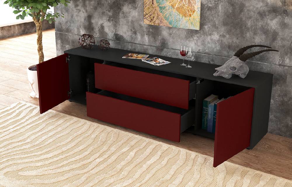 Stil Zeit Möbel Lowboard Aquilina, Bordeaux (180x49x35cm) Im Verkauf