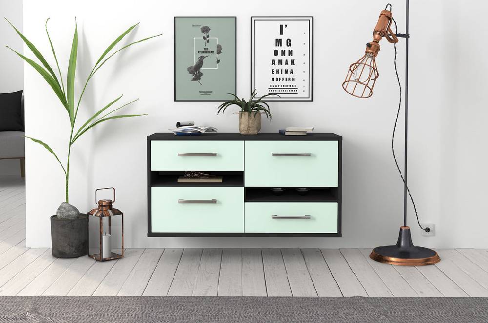 Stil Zeit Möbel Lowboard Boston, Mint, hängend mit Griffen (92x49x35cm) Hotsell