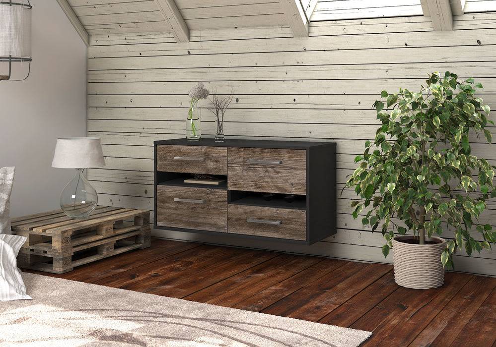 Stil Zeit Möbel Lowboard Boston, Treibholz, hängend mit Griffen (92x49x35cm) Blitzverkäufe