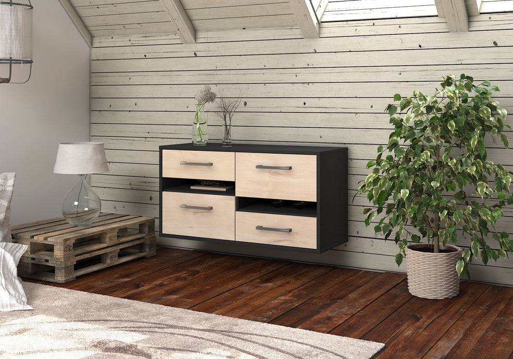 Stil Zeit Möbel Lowboard Boston, Zeder, hängend mit Griffen (92x49x35cm) Kostenloser Versand