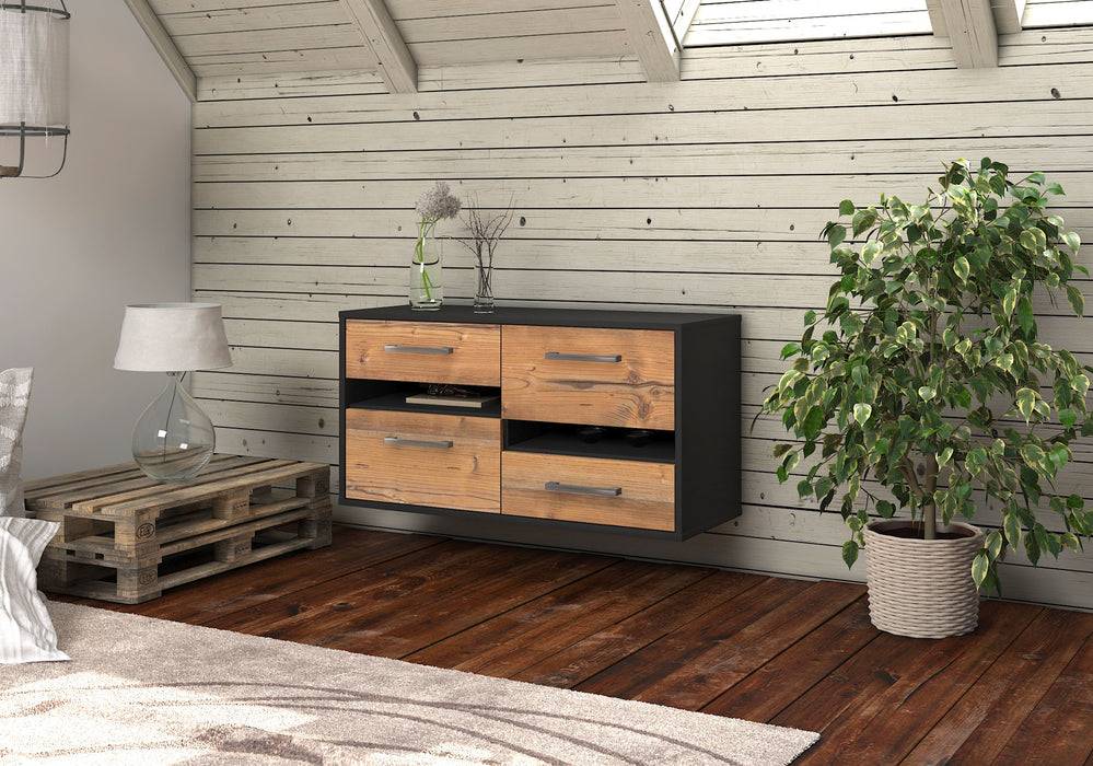 Stil Zeit Möbel Lowboard Boston, Pinie, hängend mit Griffen (92x49x35cm) Limitierter Zeitrabatt