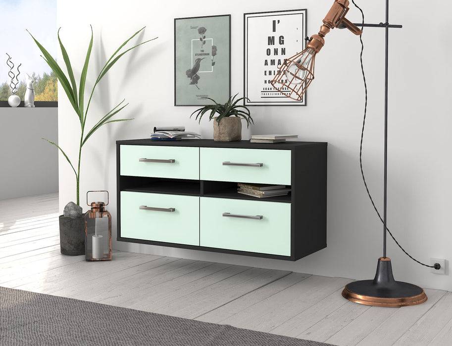 Stil Zeit Möbel Lowboard Milwaukee, Mint, hängend mit Griffen (92x49x35cm) Begrenztes Angebot