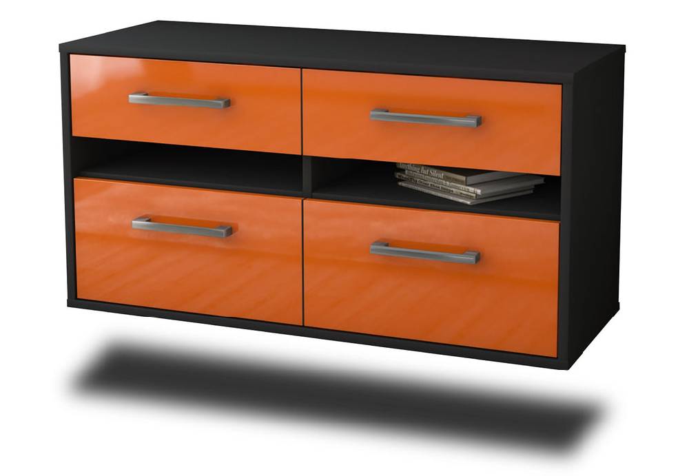 Stil Zeit Möbel Lowboard Milwaukee, Orange, hängend mit Griffen (92x49x35cm)