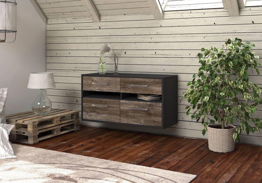 Stil Zeit Möbel Lowboard Milwaukee, Treibholz, hängend mit Griffen (92x49x35cm) Cyber Monday