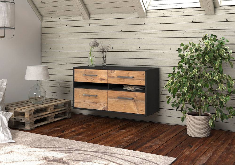 Stil Zeit Möbel Lowboard Milwaukee, Pinie, hängend mit Griffen (92x49x35cm) Osterangebot