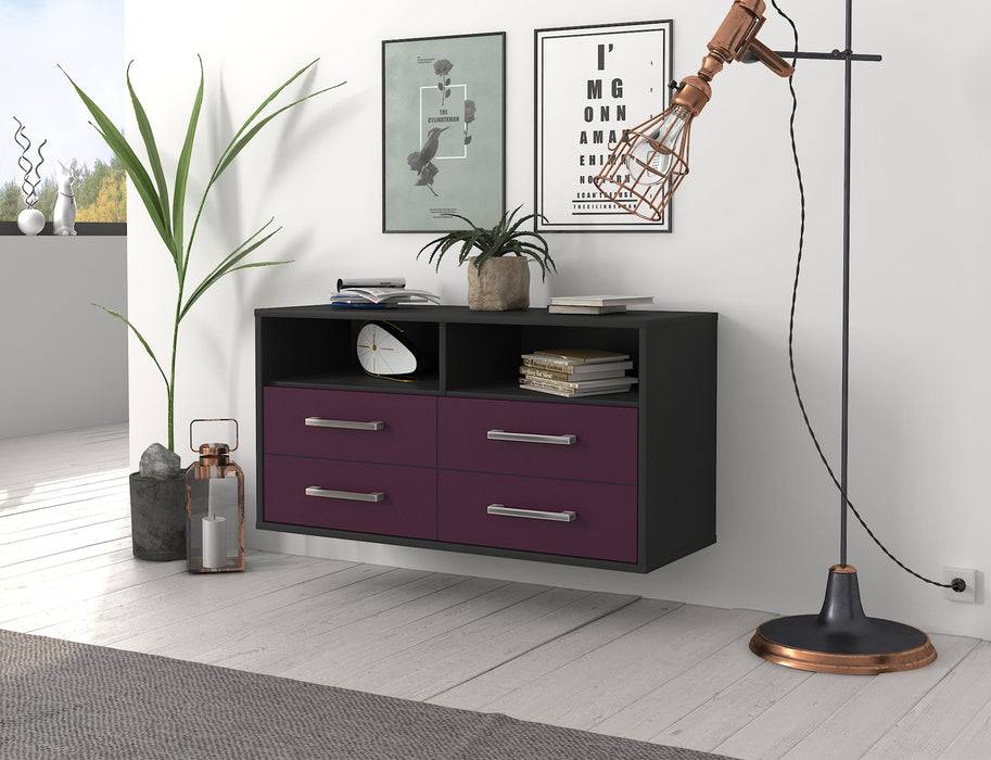 Stil Zeit Möbel Lowboard El Paso, Lila, hängend mit Griffen (92x49x35cm) Top Angebot