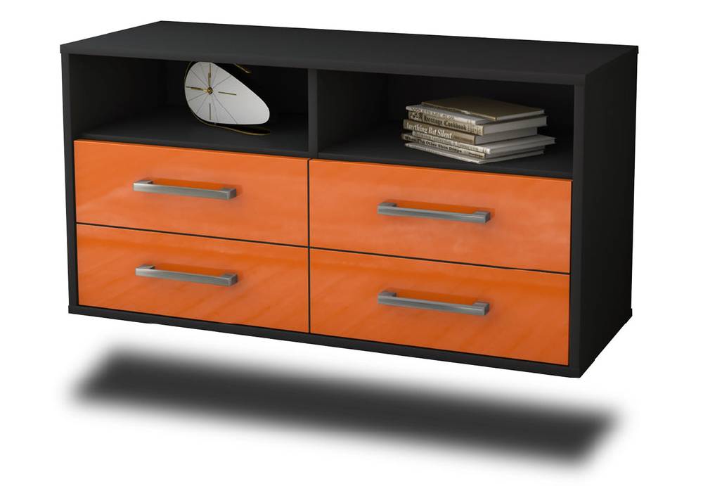 Stil Zeit Möbel Lowboard El Paso, Orange, hängend mit Griffen (92x49x35cm)