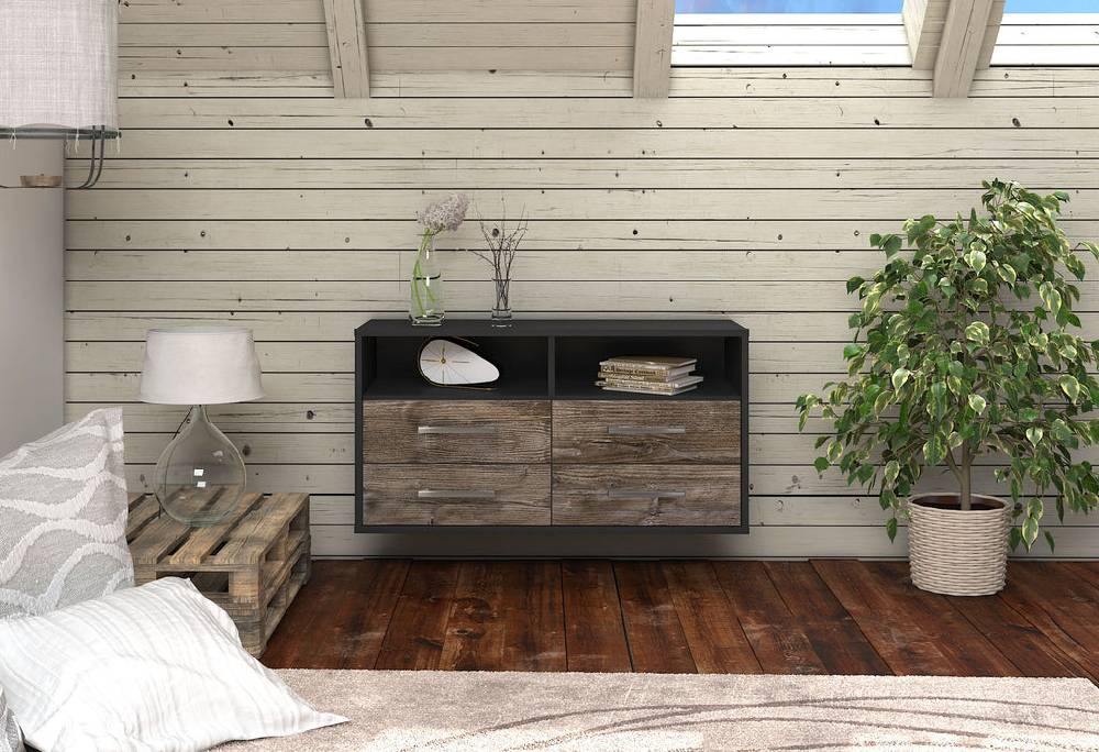 Stil Zeit Möbel Lowboard El Paso, Treibholz, hängend mit Griffen (92x49x35cm) Bestseller