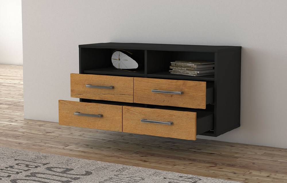 Stil Zeit Möbel Lowboard El Paso, Treibholz, hängend mit Griffen (92x49x35cm) Bestseller
