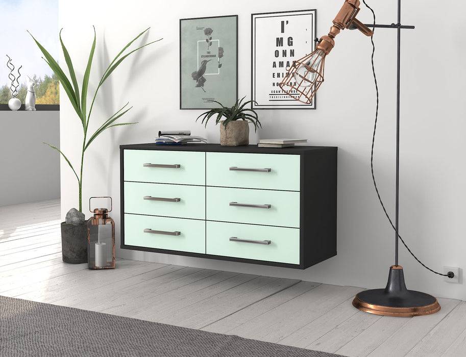 Stil Zeit Möbel Lowboard Baltimore, Mint, hängend mit Griffen (92x49x35cm) Kostenlose Rückgabe