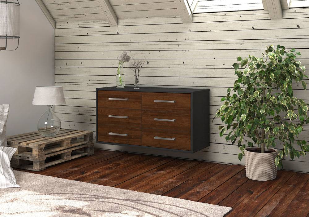 Stil Zeit Möbel Lowboard Baltimore, Walnuss, hängend mit Griffen (92x49x35cm) Bis zu 60% Rabatt