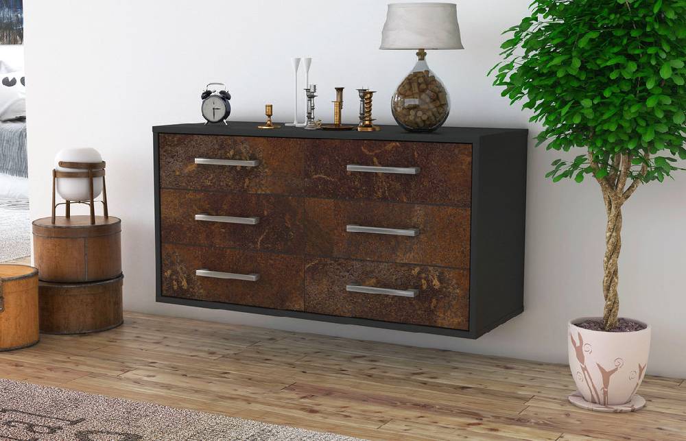 Stil Zeit Möbel Lowboard Baltimore, Rost, hängend mit Griffen (92x49x35cm) Sonderangebot der Fabrik