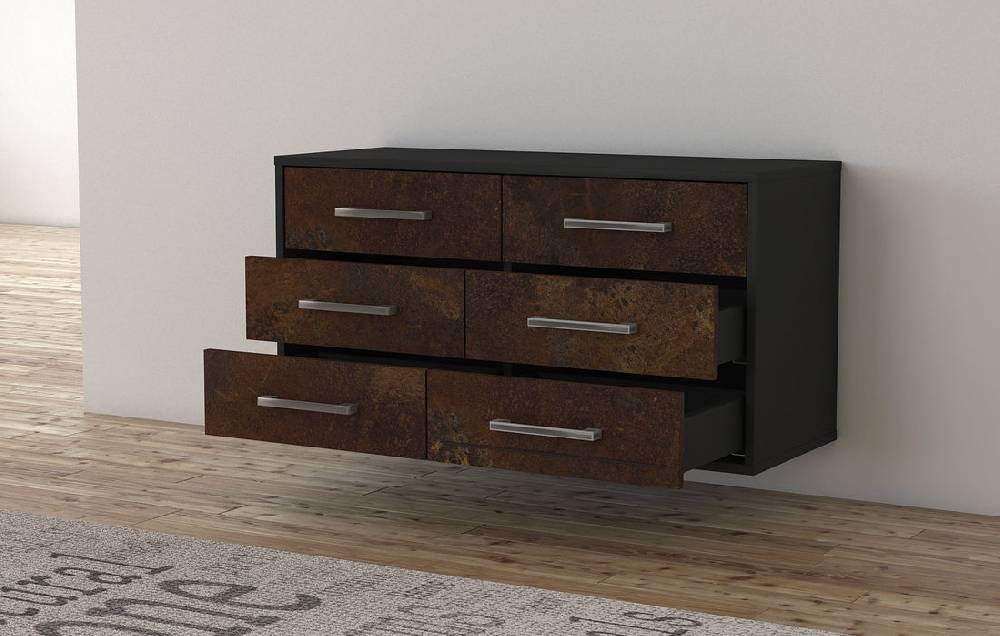 Stil Zeit Möbel Lowboard Baltimore, Rost, hängend mit Griffen (92x49x35cm) Sonderangebot der Fabrik