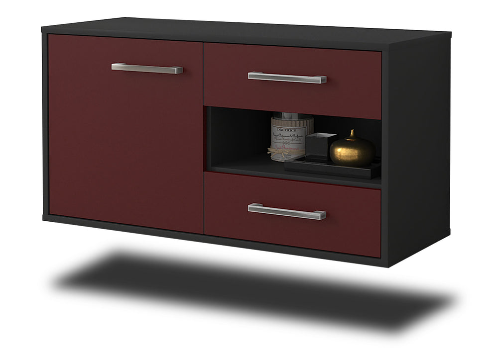 Stil Zeit Möbel Lowboard Charlotte, Bordeaux, hängend mit Griffen (92x49x35cm)