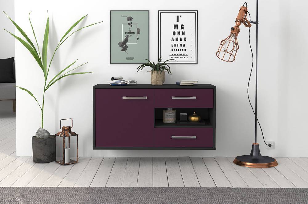 Stil Zeit Möbel Lowboard Charlotte, Lila, hängend mit Griffen (92x49x35cm) Bis zu 55% Rabatt
