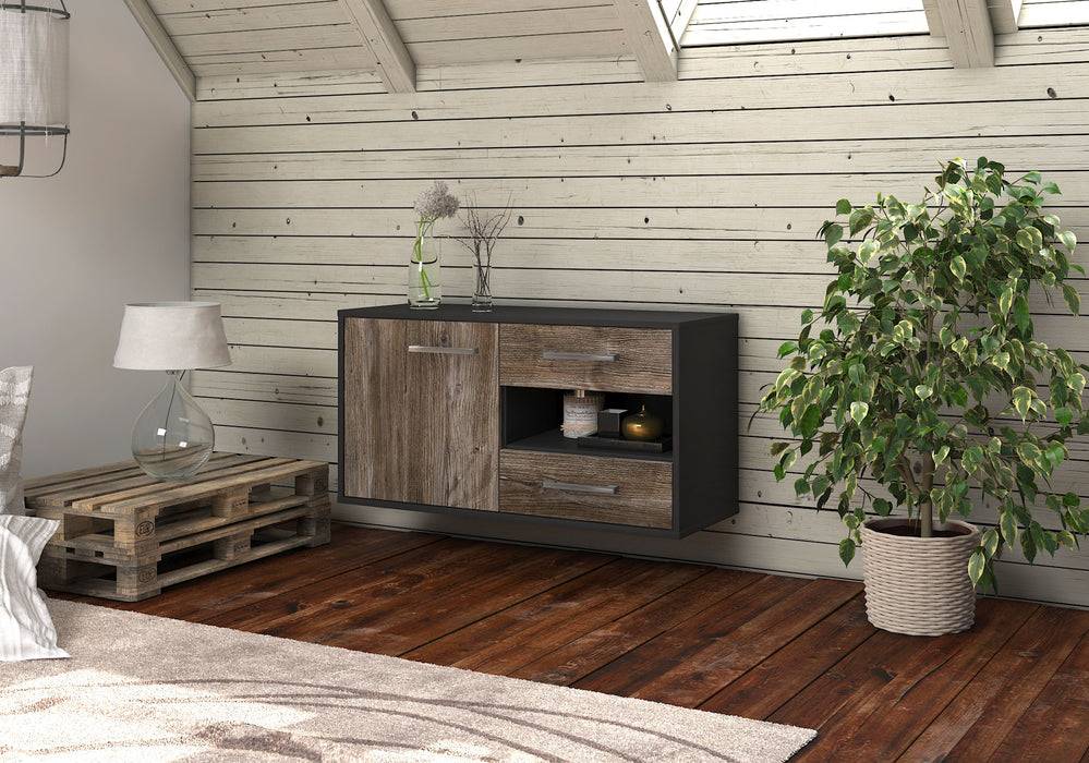 Stil Zeit Möbel Lowboard Charlotte, Treibholz, hängend mit Griffen (92x49x35cm) Fabrikladen