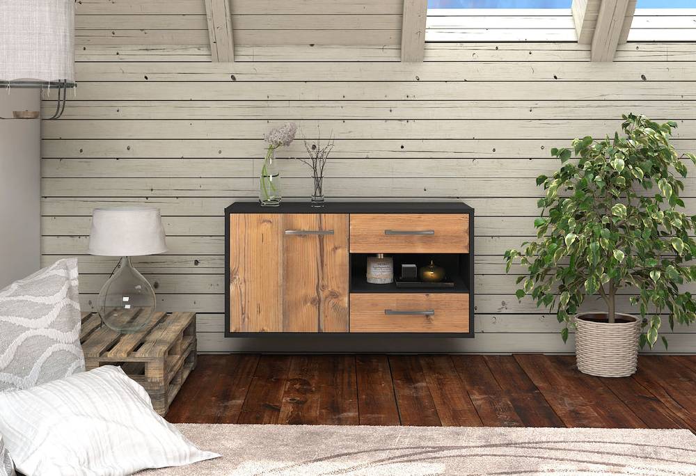 Stil Zeit Möbel Lowboard Charlotte, Pinie, hängend mit Griffen (92x49x35cm) Speichern exportieren