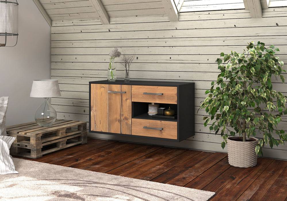 Stil Zeit Möbel Lowboard Charlotte, Pinie, hängend mit Griffen (92x49x35cm) Speichern exportieren
