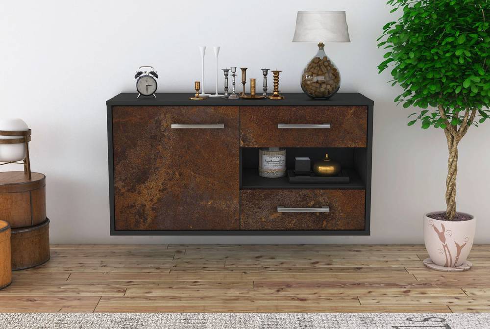 Stil Zeit Möbel Lowboard Charlotte, Rost, hängend mit Griffen (92x49x35cm) 50% Rabatt für begrenzte Zeit
