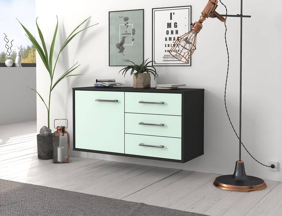 Stil Zeit Möbel Lowboard Fort Worth, Mint, hängend mit Griffen (92x49x35cm) Günstig kaufen