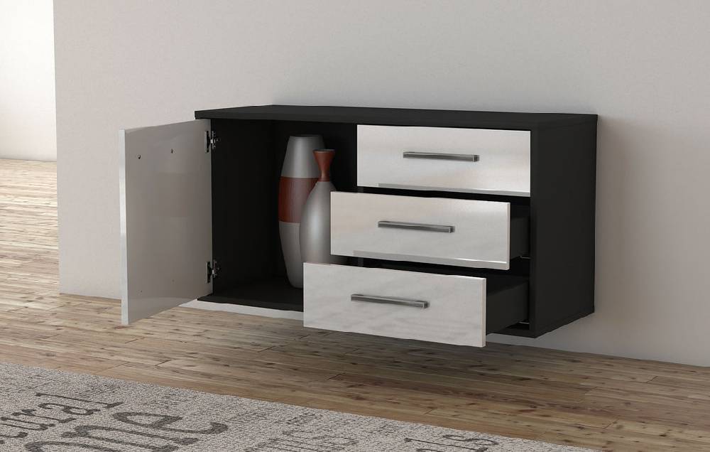 Stil Zeit Möbel Lowboard Fort Worth, Weiß, hängend mit Griffen (92x49x35cm) Flash Sale