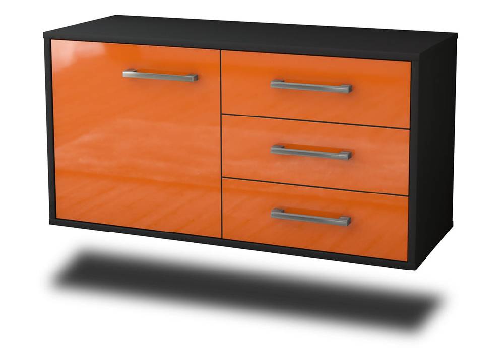 Stil Zeit Möbel Lowboard Fort Worth, Orange, hängend mit Griffen (92x49x35cm)