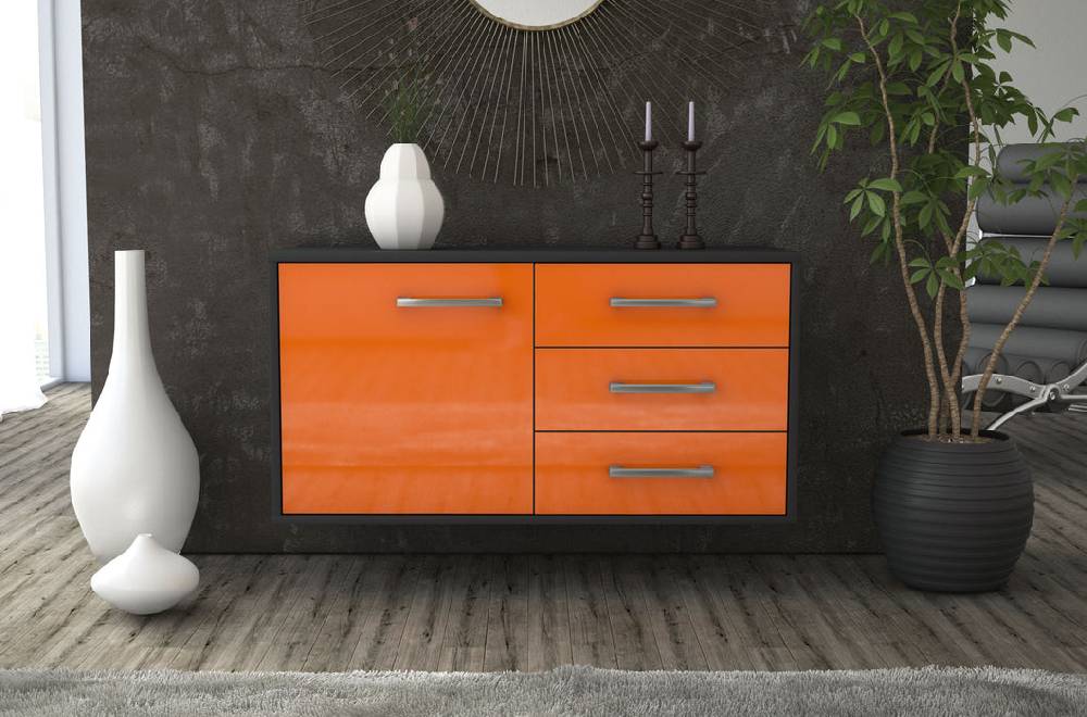 Stil Zeit Möbel Lowboard Fort Worth, Orange, hängend mit Griffen (92x49x35cm) Online Shopping