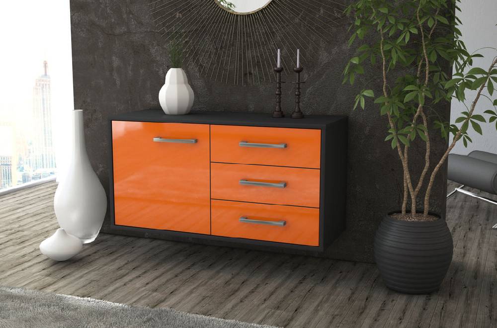 Stil Zeit Möbel Lowboard Fort Worth, Orange, hängend mit Griffen (92x49x35cm) Online Shopping