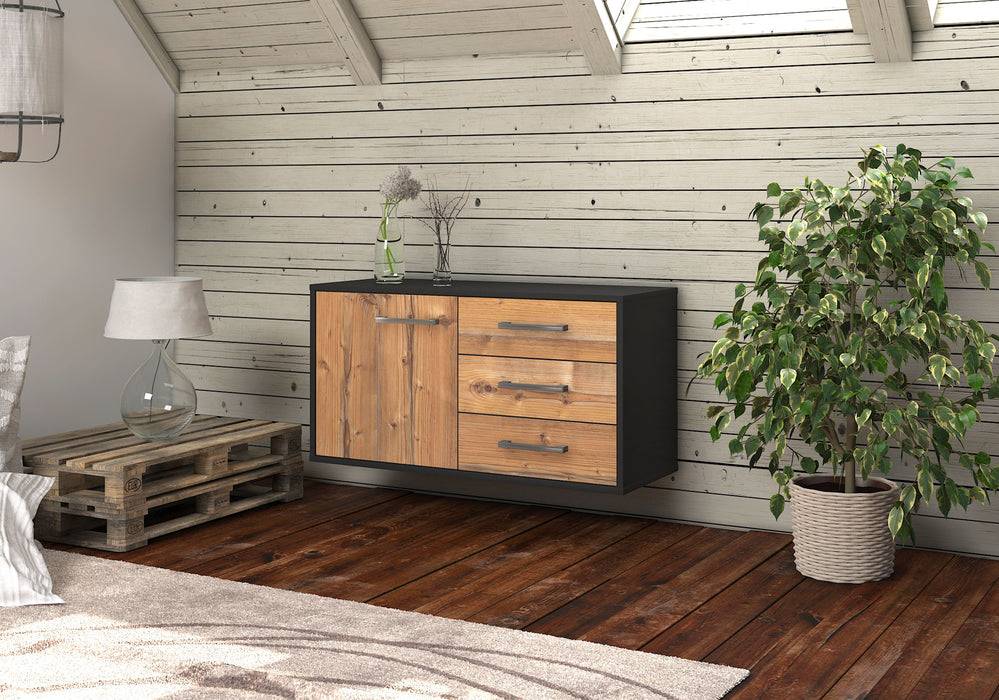 Stil Zeit Möbel Lowboard Fort Worth, Pinie, hängend mit Griffen (92x49x35cm) Saisonschlussverkauf