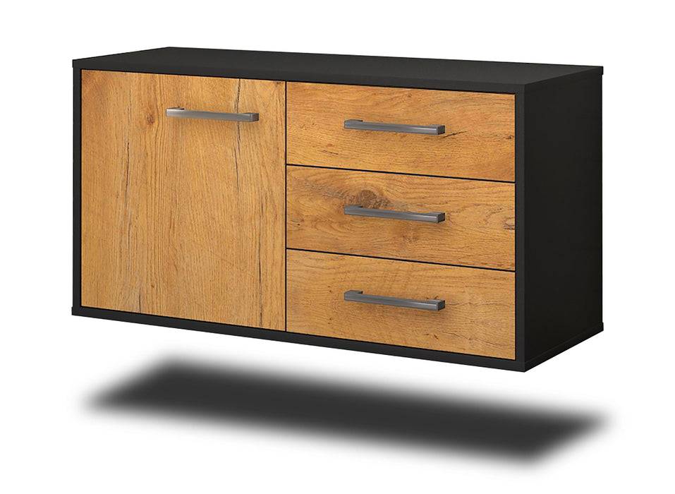 Stil Zeit Möbel Lowboard Fort Worth, Eiche, hängend mit Griffen (92x49x35cm)