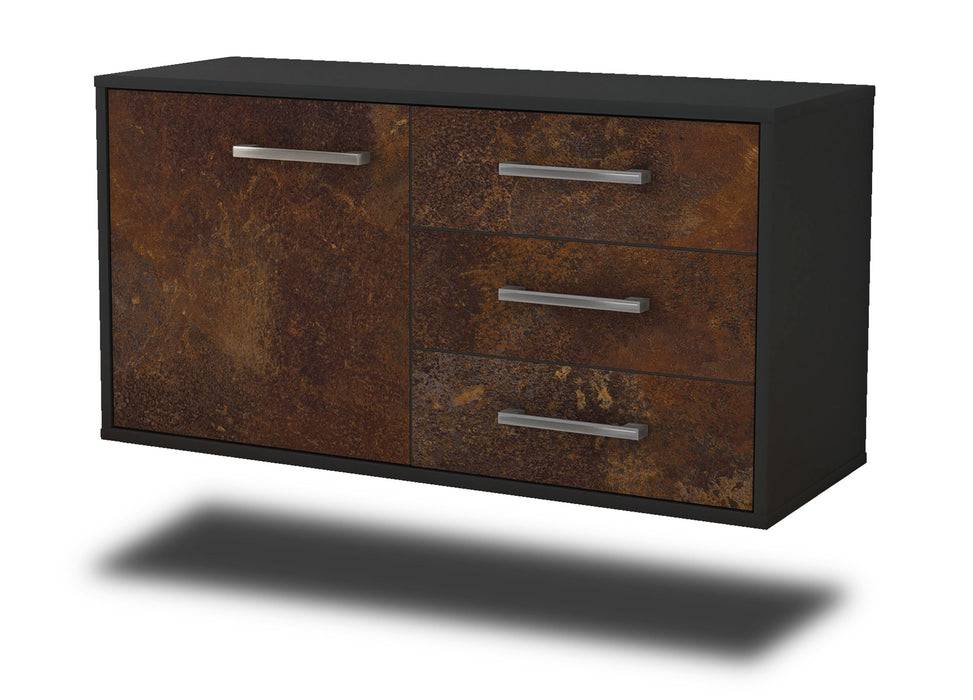Stil Zeit Möbel Lowboard Fort Worth, Rost, hängend mit Griffen (92x49x35cm)