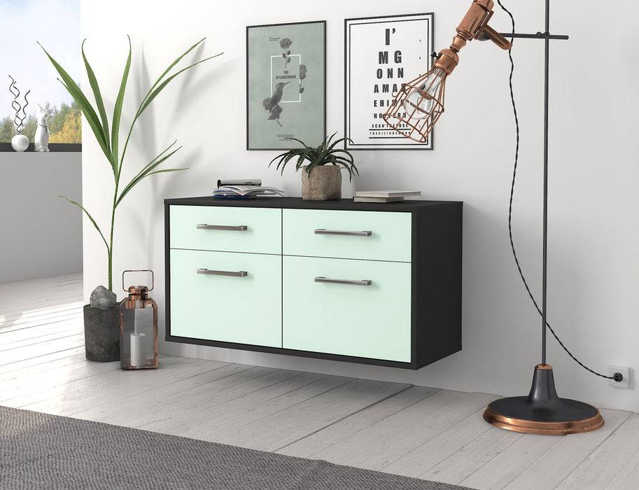 Stil Zeit Möbel Lowboard Austin, Mint, hängend mit Griffen (92x49x35cm) Jubiläumsangebot