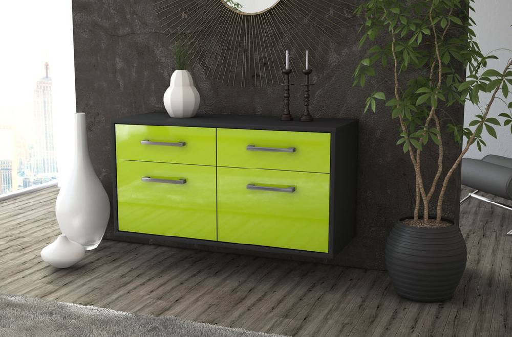 Stil Zeit Möbel Lowboard Austin, Gruen, hängend mit Griffen (92x49x35cm) Top Angebot