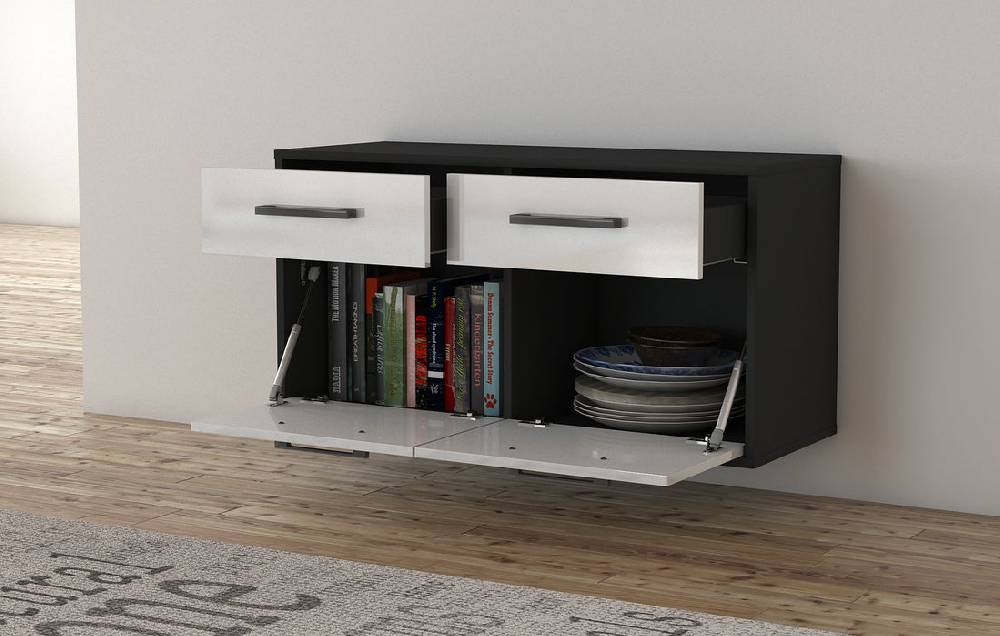 Stil Zeit Möbel Lowboard Austin, Gruen, hängend mit Griffen (92x49x35cm) Top Angebot