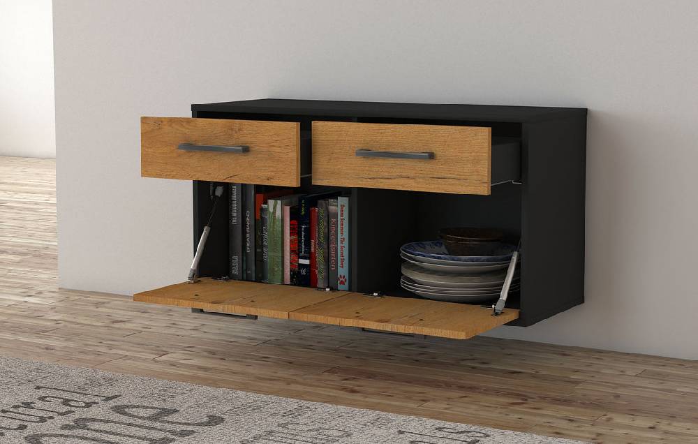Stil Zeit Möbel Lowboard Austin, Treibholz, hängend mit Griffen (92x49x35cm) Exklusive Angebote