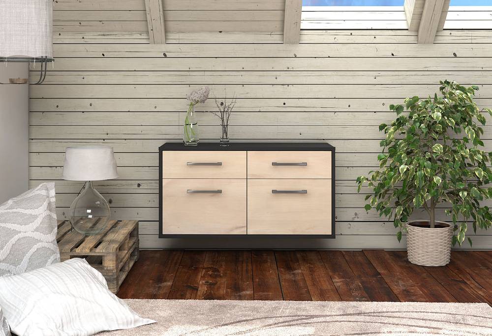 Stil Zeit Möbel Lowboard Austin, Zeder, hängend mit Griffen (92x49x35cm) Blitzangebot