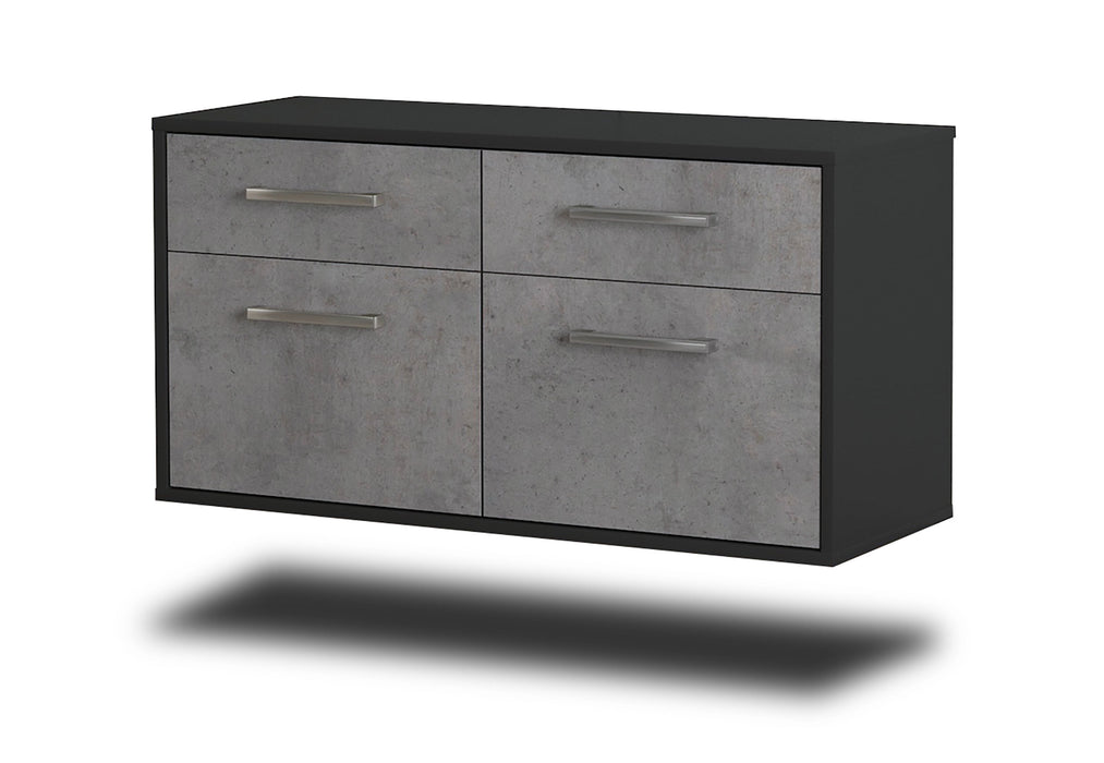 Stil Zeit Möbel Lowboard Austin, Beton, hängend mit Griffen (92x49x35cm)