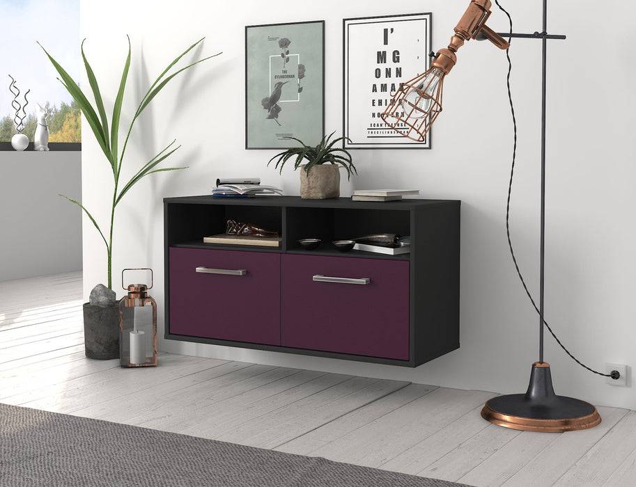 Stil Zeit Möbel Lowboard Columbus, Lila, hängend mit Griffen (92x49x35cm) Riesige Ersparnisse