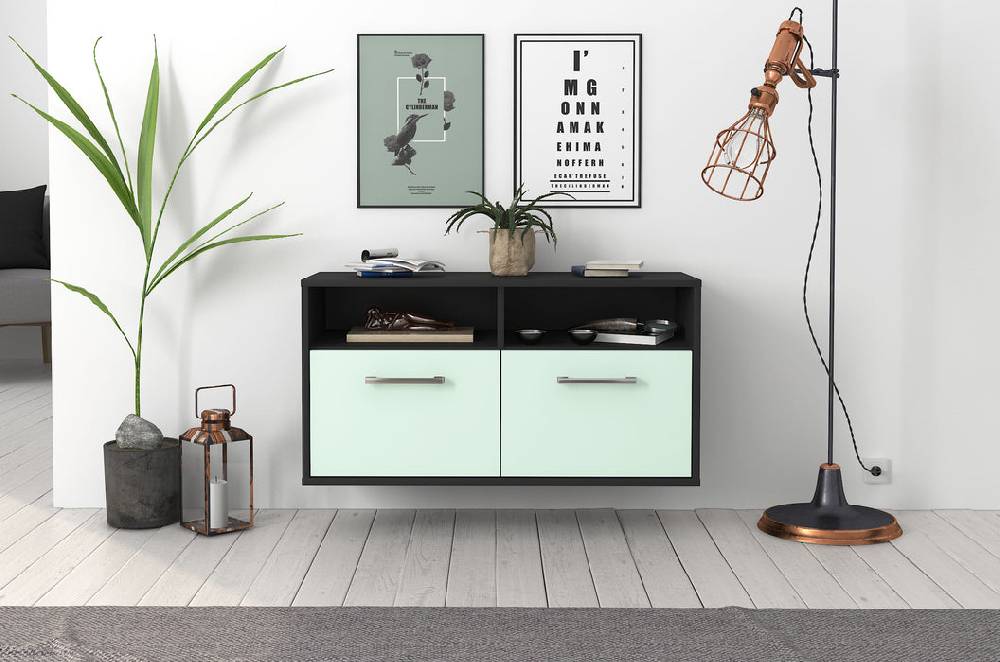 Stil Zeit Möbel Lowboard Columbus, Mint, hängend mit Griffen (92x49x35cm) VIP-Rabatte