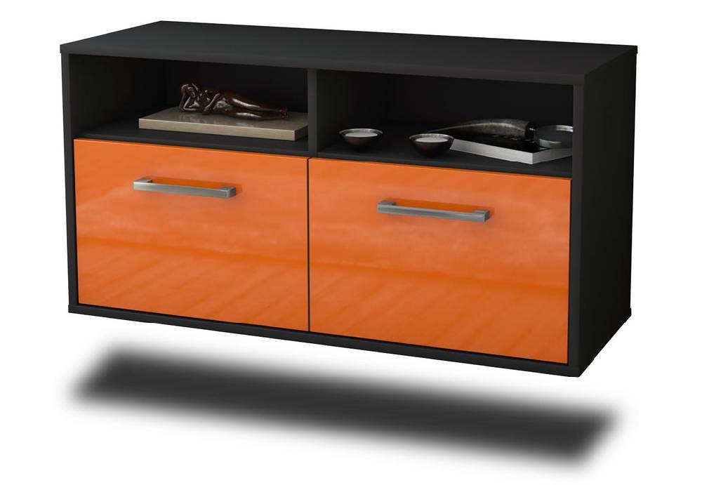 Stil Zeit Möbel Lowboard Columbus, Orange, hängend mit Griffen (92x49x35cm)