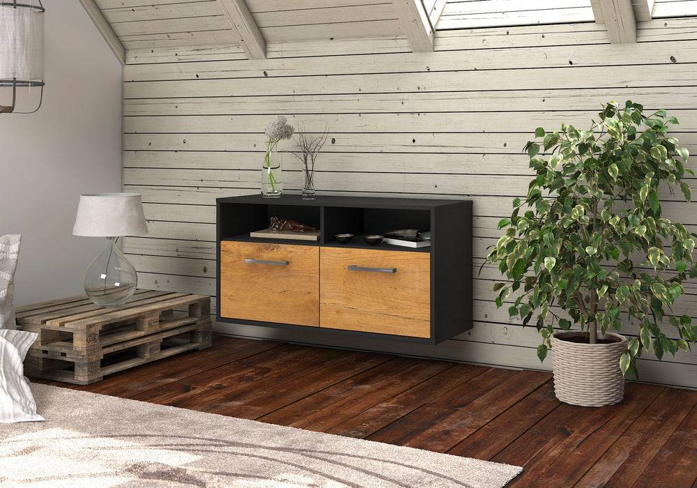 Stil Zeit Möbel Lowboard Columbus, Eiche, hängend mit Griffen (92x49x35cm) Letzter Tag