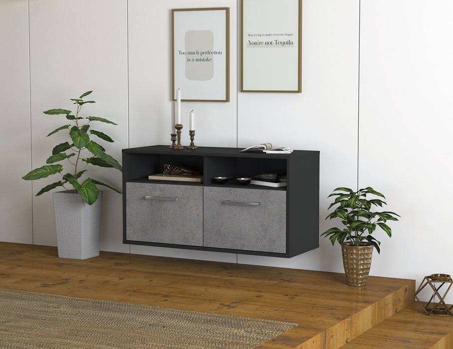 Stil Zeit Möbel Lowboard Columbus, Beton, hängend mit Griffen (92x49x35cm) Zeitbegrenzte Promotion