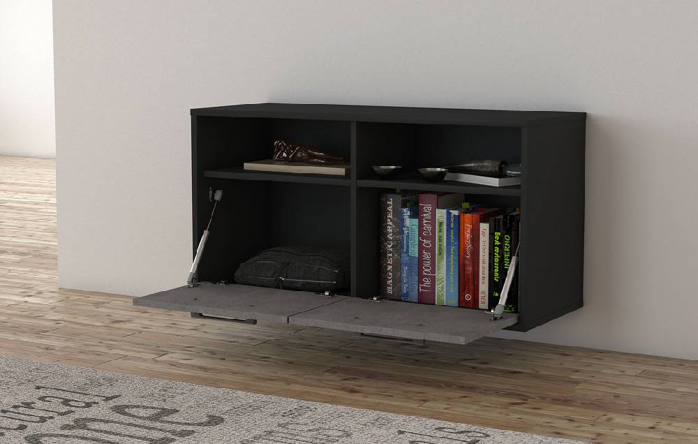 Stil Zeit Möbel Lowboard Columbus, Beton, hängend mit Griffen (92x49x35cm) Zeitbegrenzte Promotion