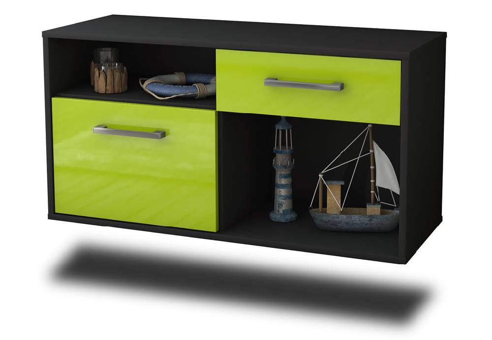 Stil Zeit Möbel Lowboard San Francisco, Gruen, hängend mit Griffen (92x49x35cm) Discount Store für neue Produkte