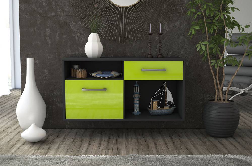 Stil Zeit Möbel Lowboard San Francisco, Gruen, hängend mit Griffen (92x49x35cm) Discount Store für neue Produkte