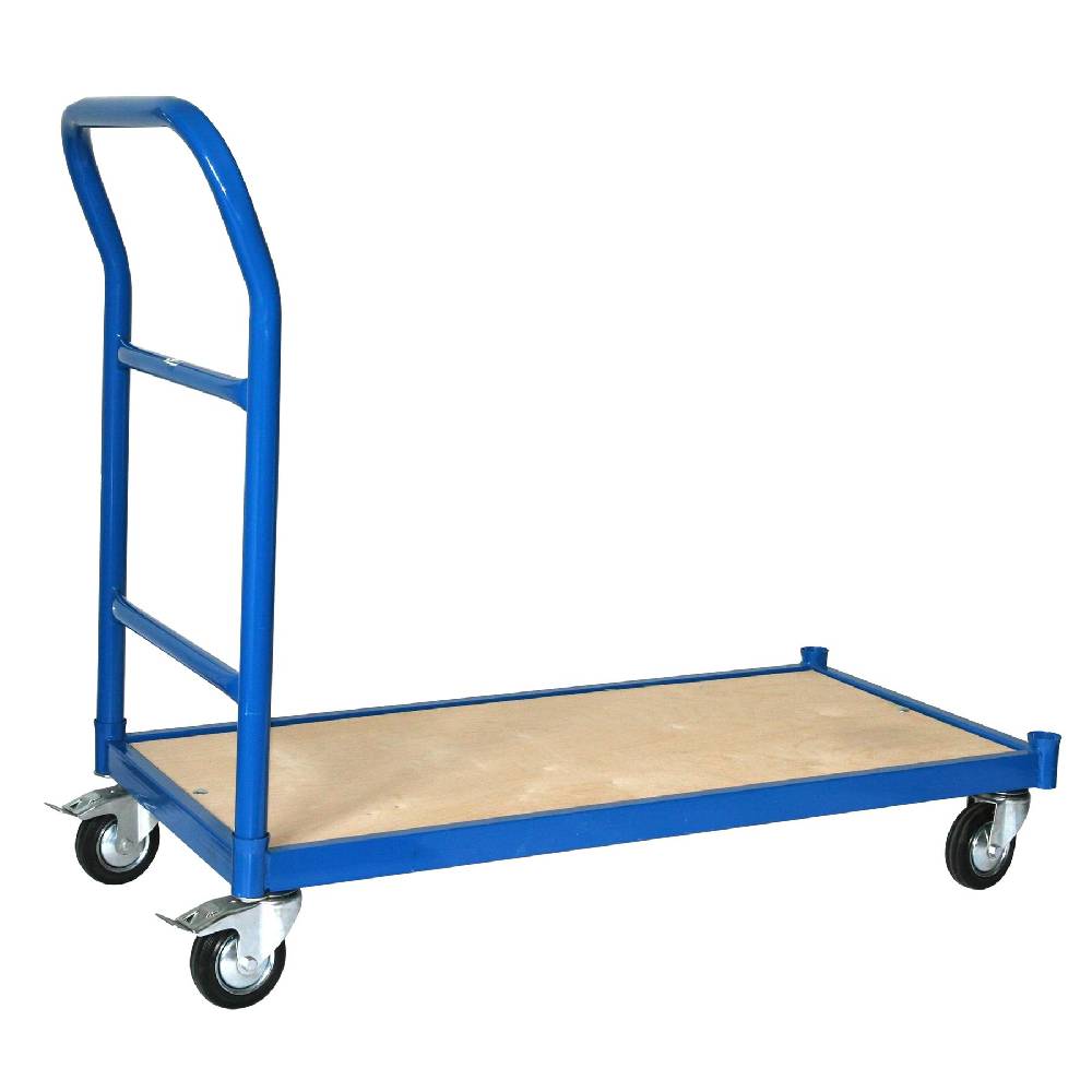 Szagato 250 kg PROFI Schiebebügelwagen 100x50cm 1 Schiebebügel , RAL 5017 blauPlattformwagen Tischwagen Schiebebügelwagen Rollwagen Rollregal Professional
