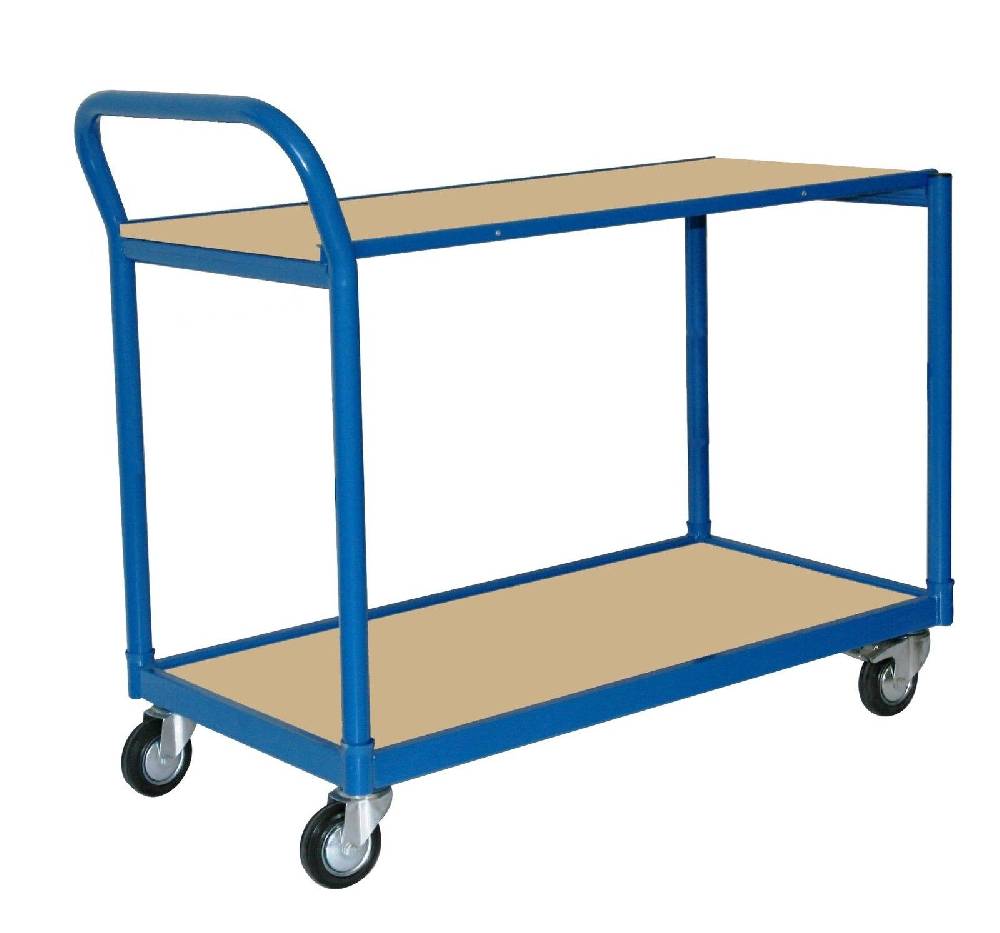 Szagato 250 kg PROFI Schiebebügelwagen 100x50cm blau 2 Böden 100x50cm blau SZAGATO Plattformwagen Tischwagen Schiebebügelwagen Rollwagen Rollregal Professional Letzter Tag