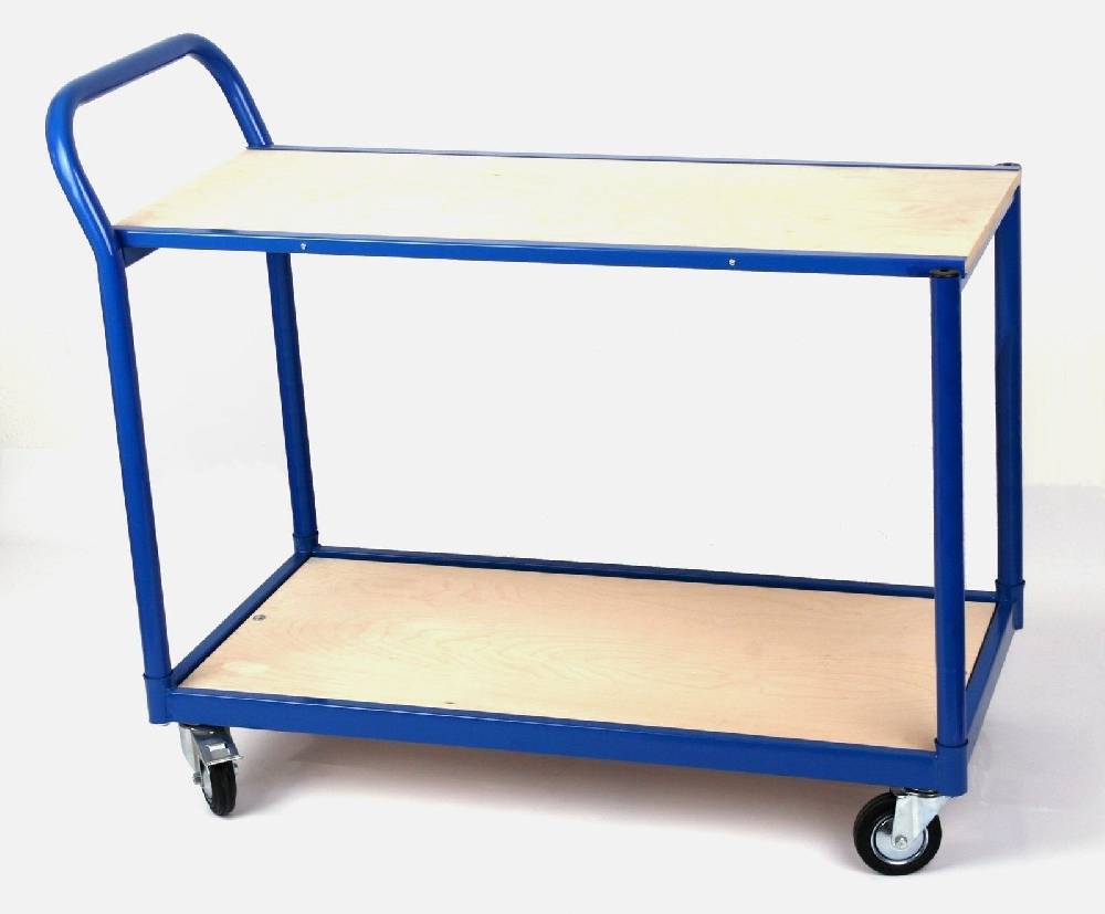 Szagato 250 kg PROFI Schiebebügelwagen 100x50cm blau 2 Böden 100x50cm blau SZAGATO Plattformwagen Tischwagen Schiebebügelwagen Rollwagen Rollregal Professional Letzter Tag
