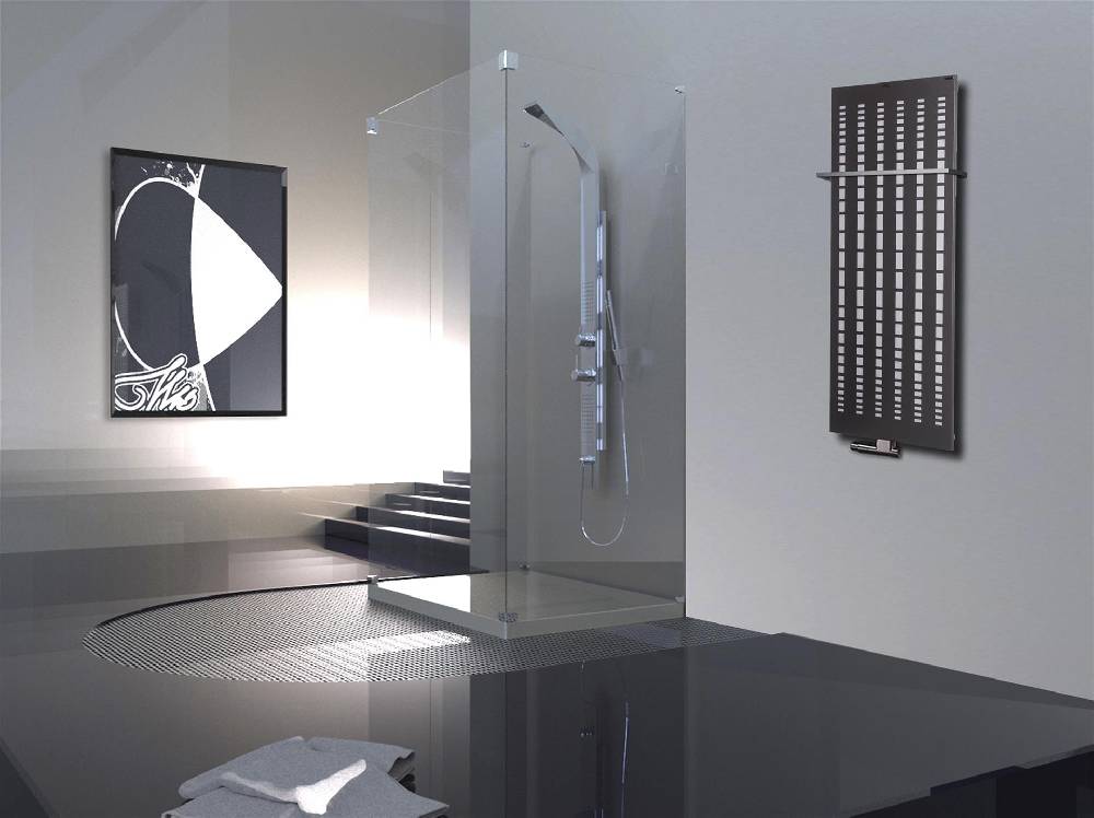 Szagato BADHEIZKÖRPER Design broken Mirror 2 120x47cm 799 Watt anthrazit - moonstone (+1 Halter 15mm) SZAGATO Designheizkörper Mittelanschluss Handtuchwärmer Großer Ausverkauf